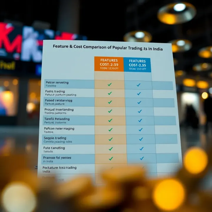 Feature and Cost Comparison of Popular Trading Platforms in India Comparison chart illustrating features, costs, and services of popular trading platforms in India