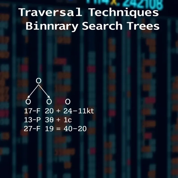 Traversal Techniques in Binary Search Trees Illustration demonstrating traversal methods in a binary search tree including in-order, pre-order, and post-order paths