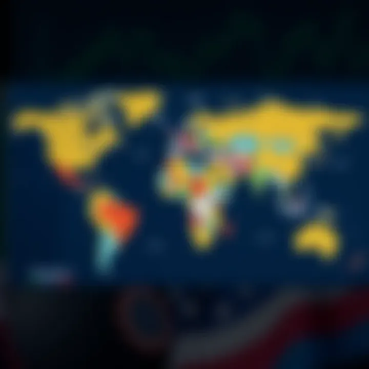 Global Overview of Leading Forex Trading Currencies World map highlighting key countries and their primary currencies used in the forex market
