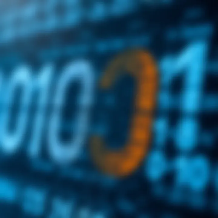 Illustration showing conversion between binary and decimal number systems