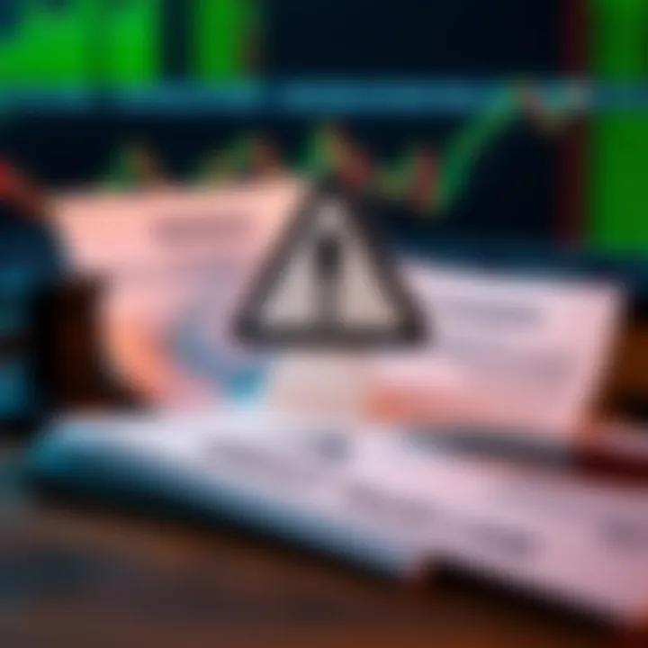 Understanding Risks and Legal Implications in Binary Trading Conceptual graphic showing a risk warning sign alongside financial graphs and legal documents
