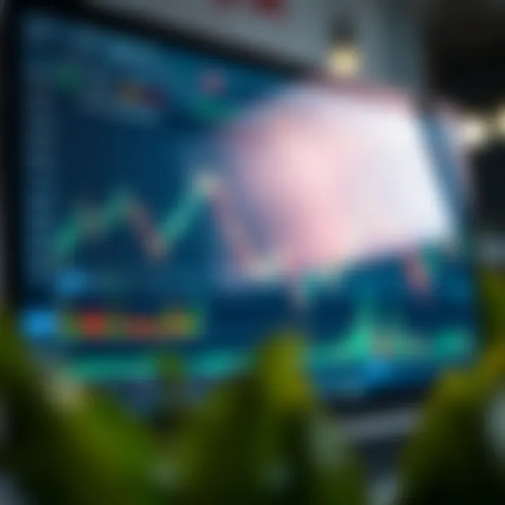 Graph showing simulated stock trading performance with various indicators