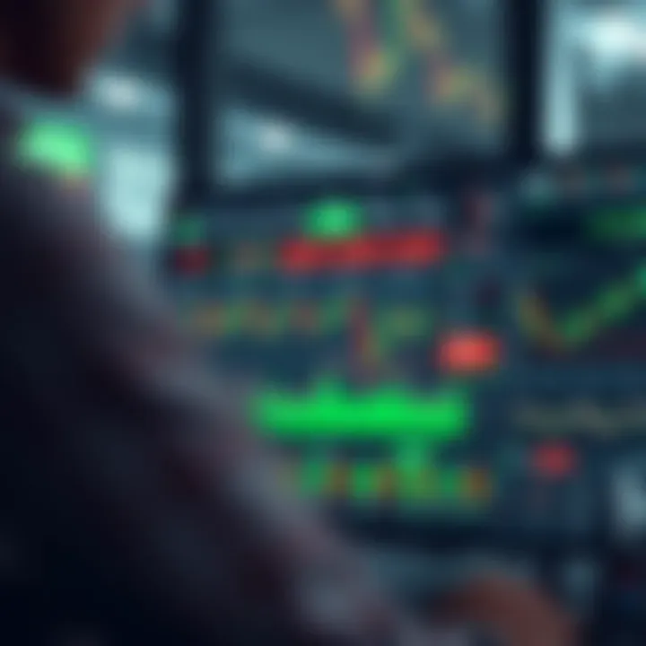 User navigating a trading app dashboard displaying real-time stock market data and charts