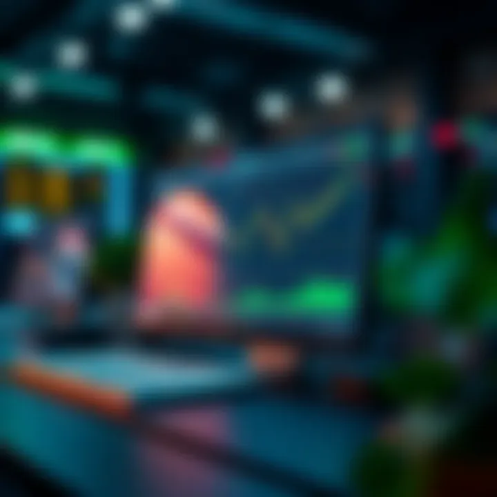 Screen displaying stock charts and virtual trading interface