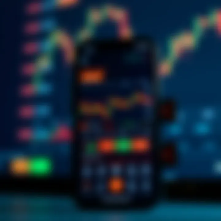 User interface of a popular mobile trading app showing stock charts and market data