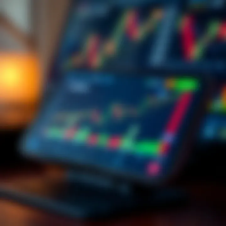 Chart showing growth trends and investment analytics on a mobile device representing smart trading decisions