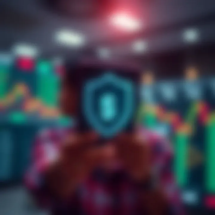 Secure and Affordable Stock Trading Through Trusted Apps Illustration of secure digital investment with shield icon and currency symbols representing safe and affordable stock trading