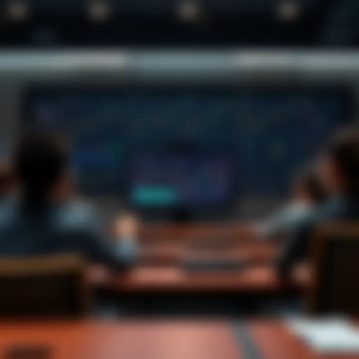 Illustration of a digital classroom with a laptop displaying options trading charts and educational content