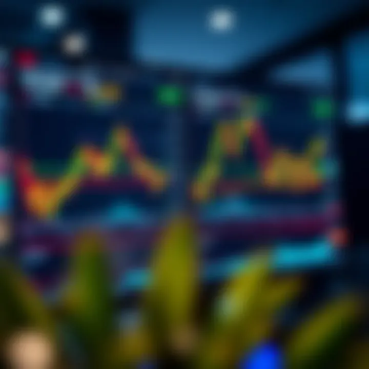 Screenshot of a trading platform interface displaying charts, market hours, and risk management tools