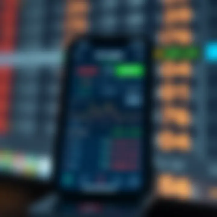 Mobile phone displaying oil trading app interface showing market trends and commodity prices