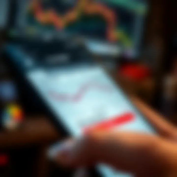 Smartphone displaying an Indian shares trading app interface with stock charts and market data