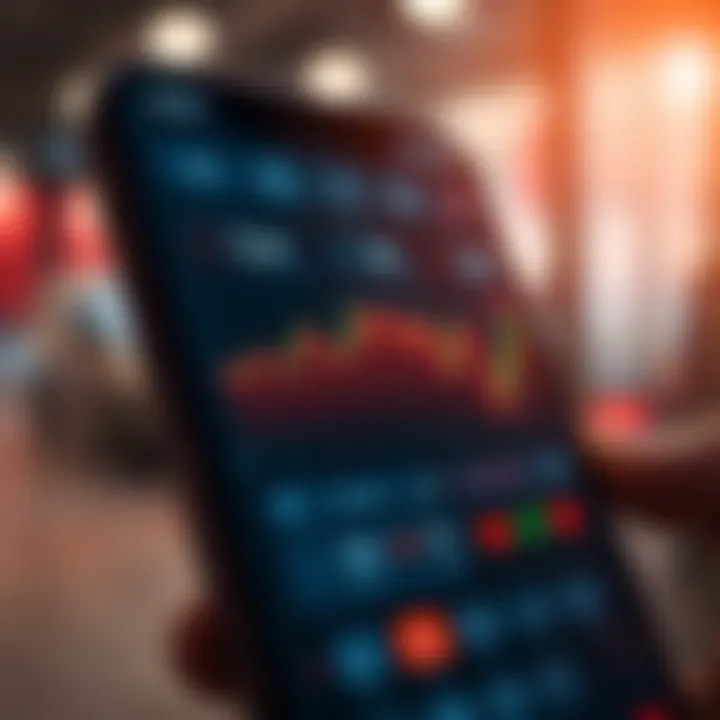 Dashboard view showing real-time stock prices and trading options in a mobile app interface