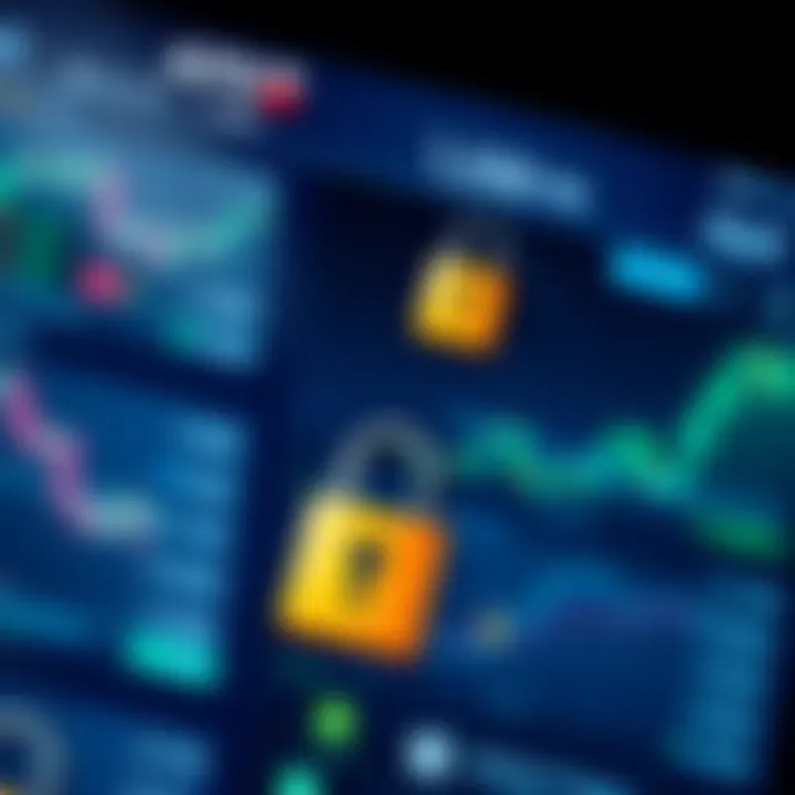 Secure login screen with encryption symbols representing data protection in trading apps