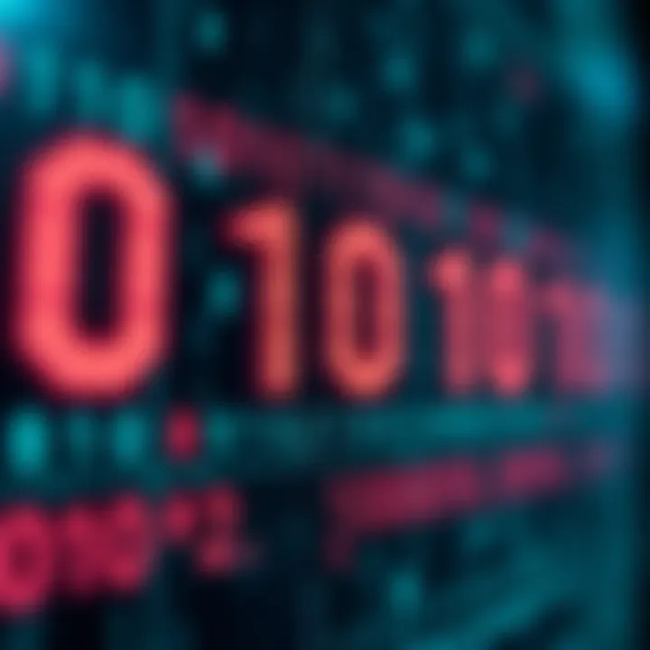 Diagram illustrating binary digits representing data in computing