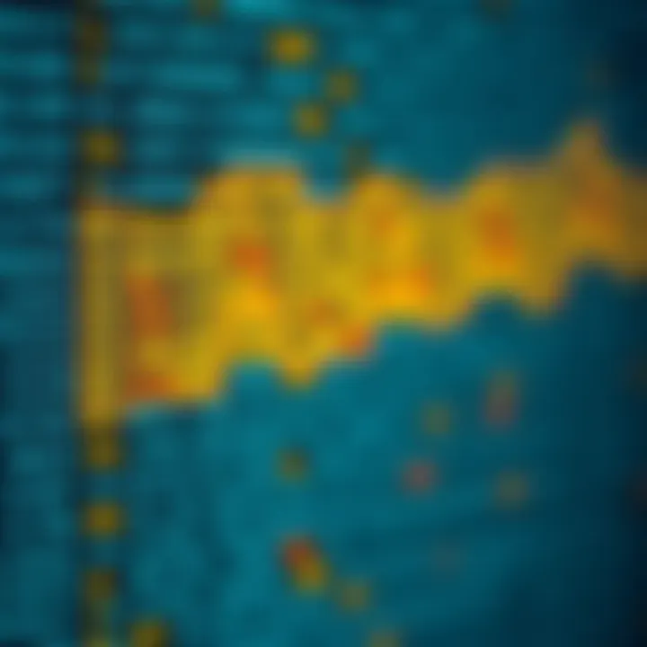 Visual representation of binary search algorithm highlighting midpoint comparison within sorted data