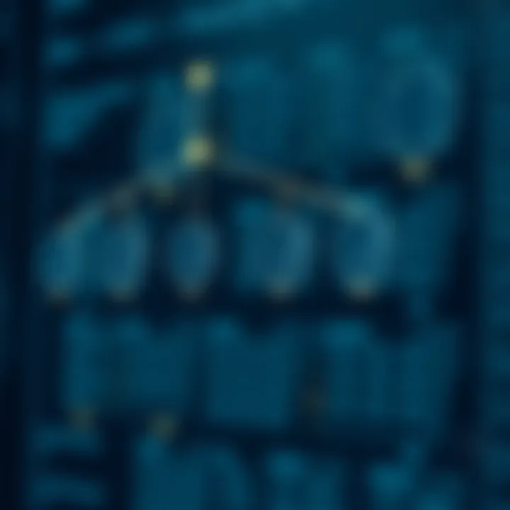 Diagram showing the structure of a binary search tree with nodes connected by branches illustrating data hierarchy