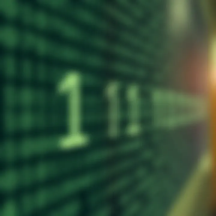 Binary Code in Digital Data Storage Illustration of digital data storage using binary code patterns