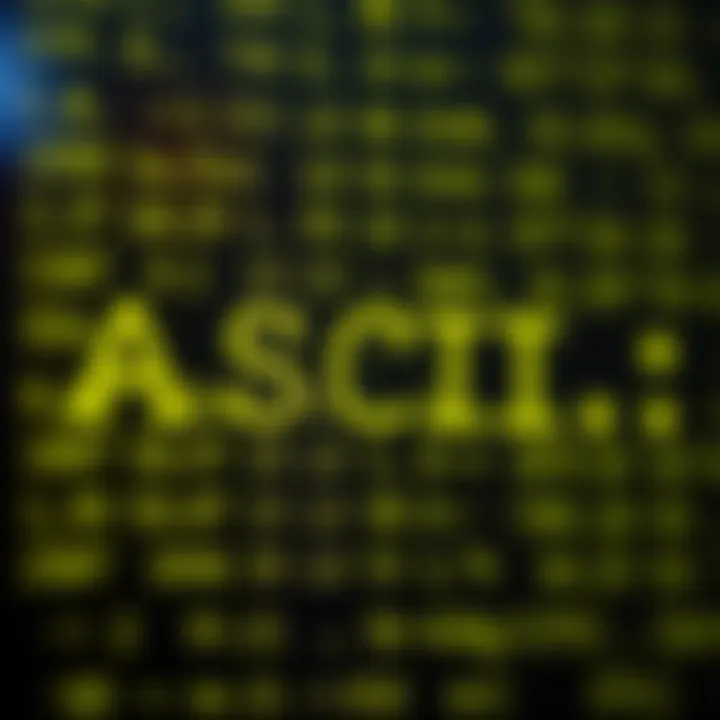Visual representation of ASCII and Unicode character sets used in digital communication
