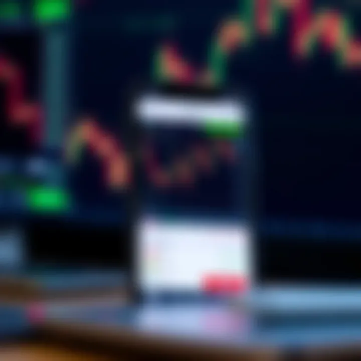 Key Features of Forex Trading Applications Mobile device displaying forex trading app interface with currency charts and trading options