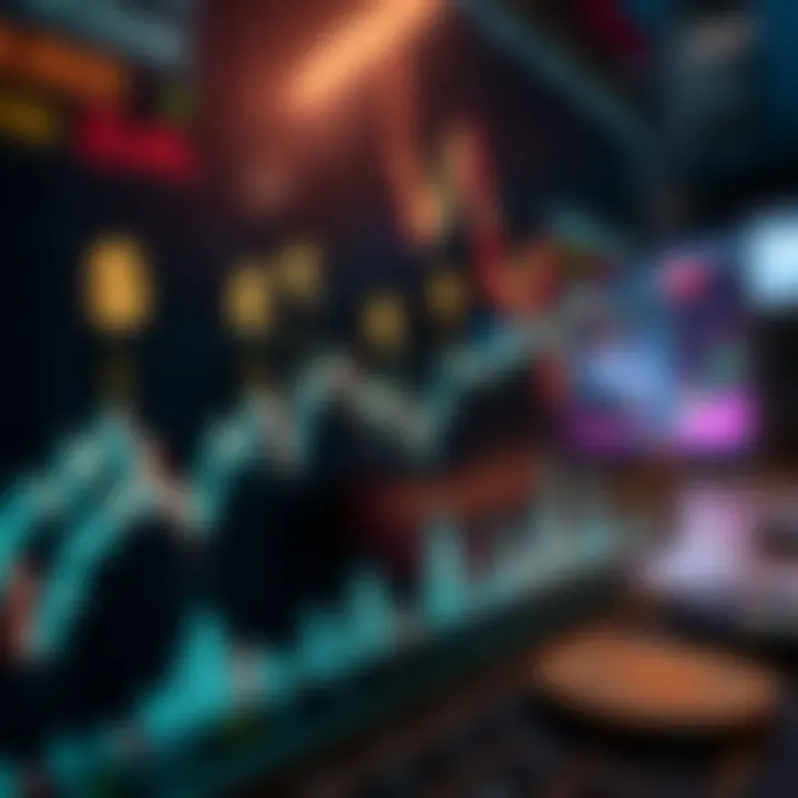 Graph illustrating forex trading profit trends with currency symbols overlay