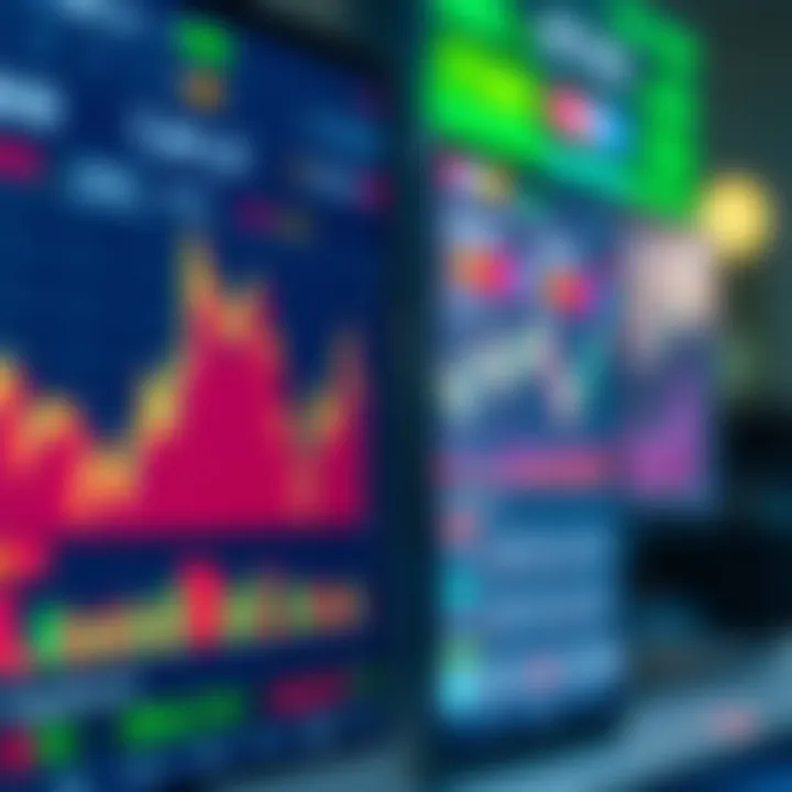 Interface of a live trading app displaying stock prices and market trends with charts and data