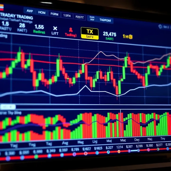 Chart displaying multiple intraday trading time frames with candlestick patterns