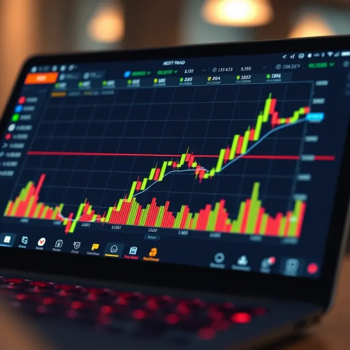 Simulated Stock Market Trends on a Live Paper Trading App Graph showing simulated stock market trends on a digital trading platform