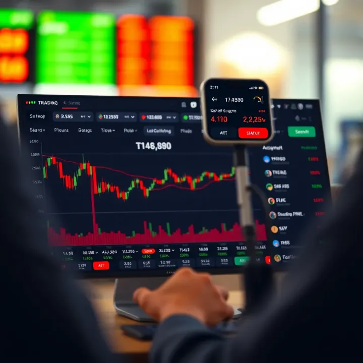 Dashboard of a popular trading app showing stock charts and investment options