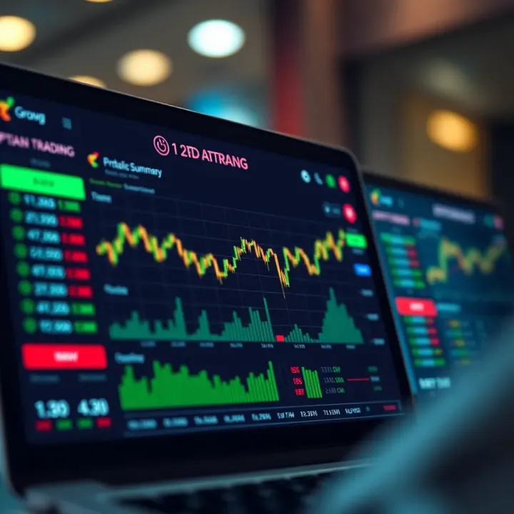 Option Trading App Dashboard Highlighting Low Brokerage Charges Dashboard of an option trading app displaying low brokerage fees and portfolio summary