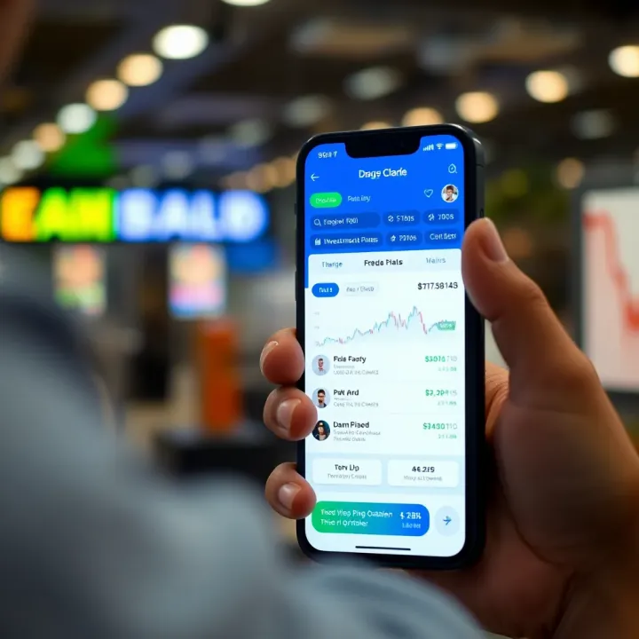 Smartphone displaying a user-friendly interface of an Indian share trading application with stock charts and investment options