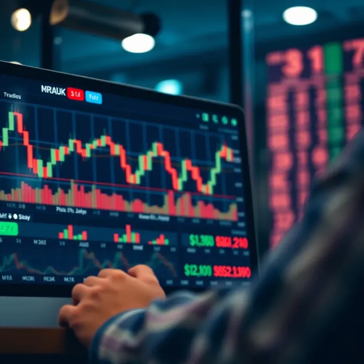 User interface of a secure online trading application showing charts and market indicators