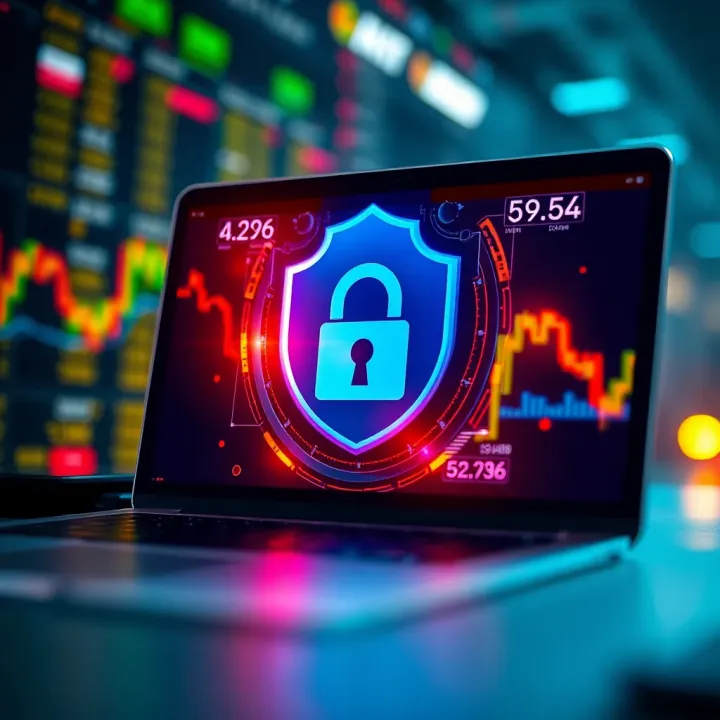 Security shield icon with digital lock representing secure online trading platforms in India