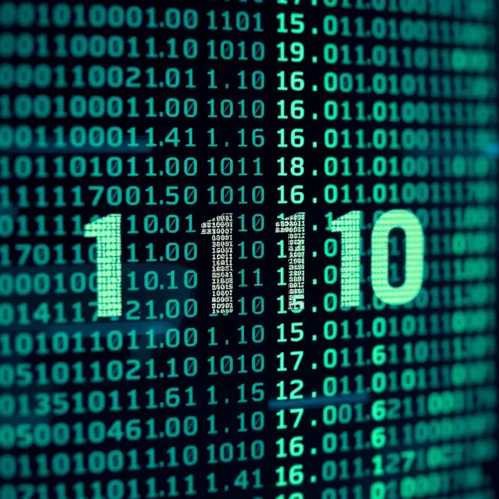 Binary Representation of Text Characters Diagram illustrating binary digits arranged to represent text characters