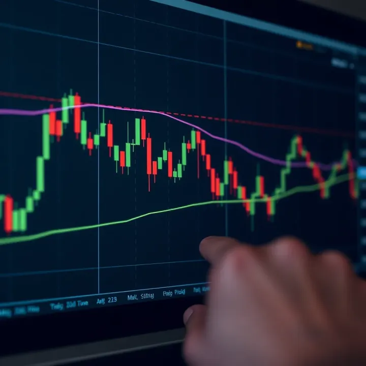 Head and Shoulders Chart Pattern Indicating Trend Reversal Technical chart displaying a head and shoulders pattern predicting a trend change