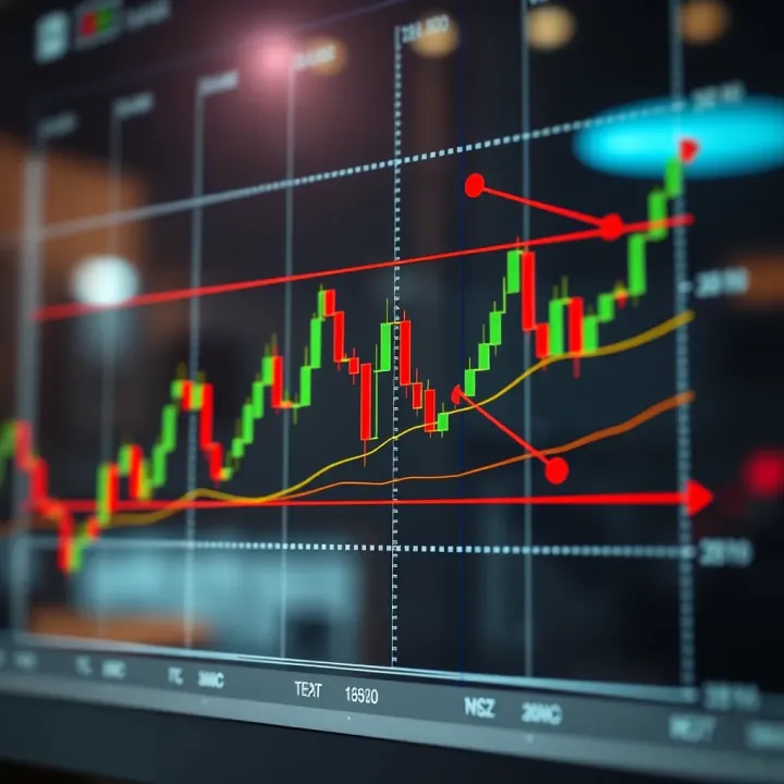 Graph showing a complex bearish chart formation with annotated breakout levels for strategic trading
