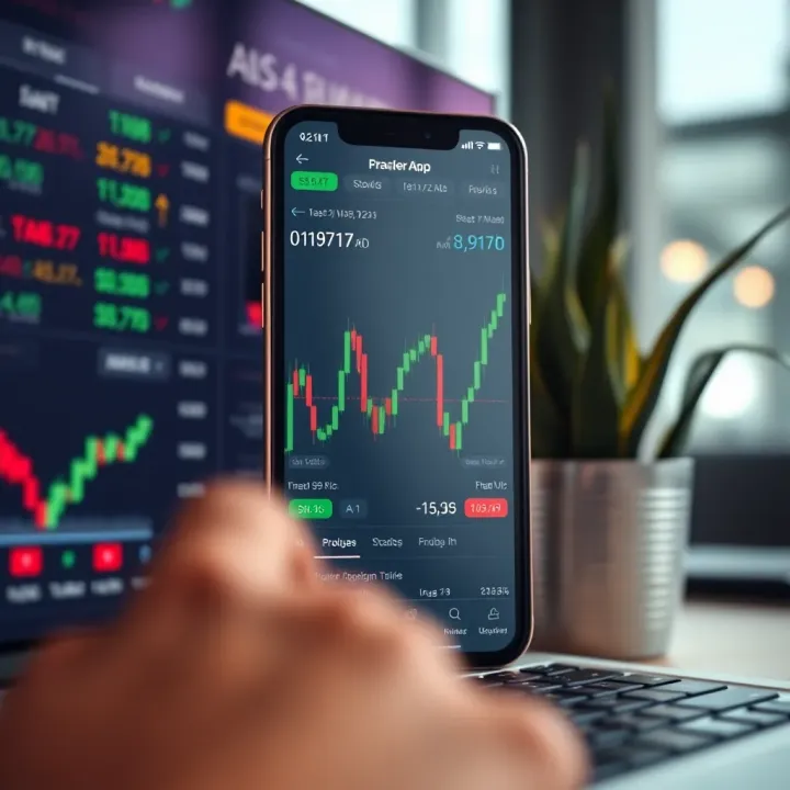 User interface of a no brokerage trading app showing stock market charts and trading options