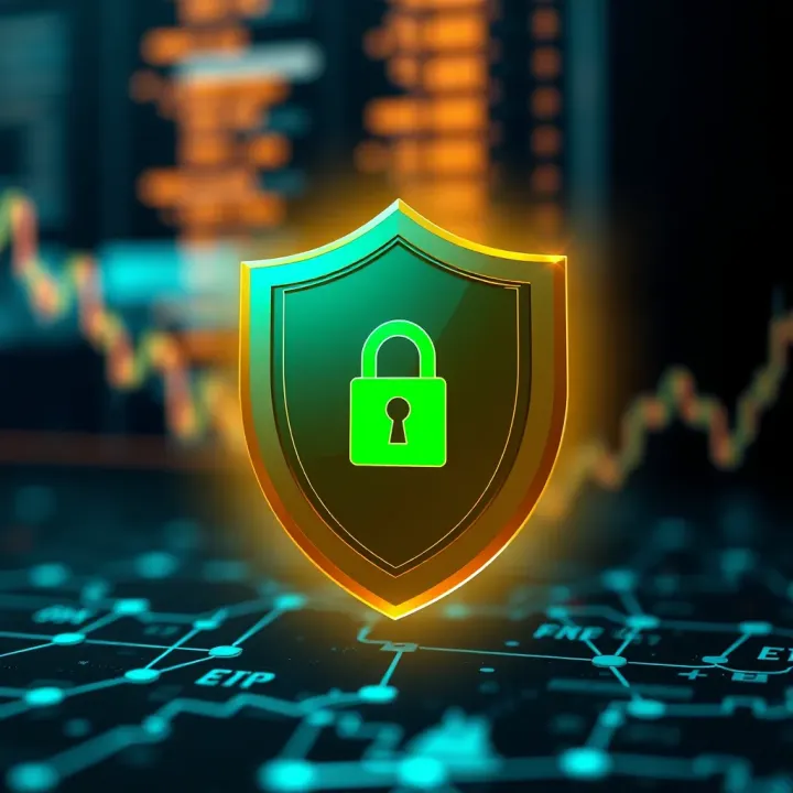 Robust Security Features Ensuring Safe Trading Security shield icon representing advanced encryption and safety features of the trading application