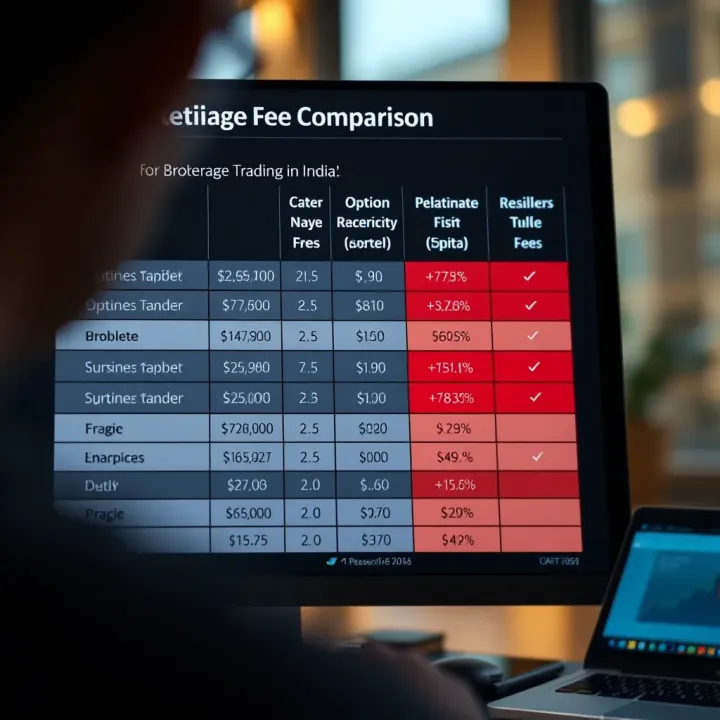 Comparison chart showing brokerage fees of various brokers for options trading in India
