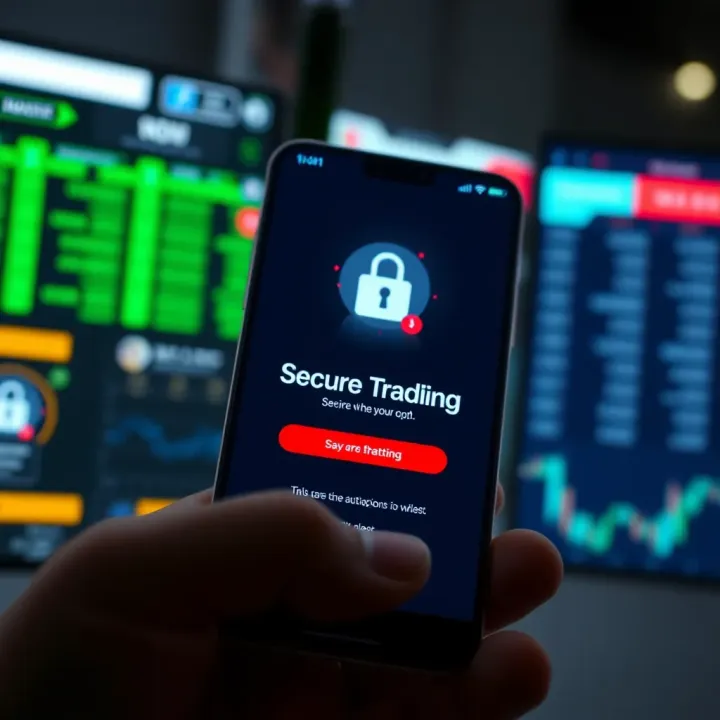 Secure mobile app login screen emphasizing authentication and data protection features