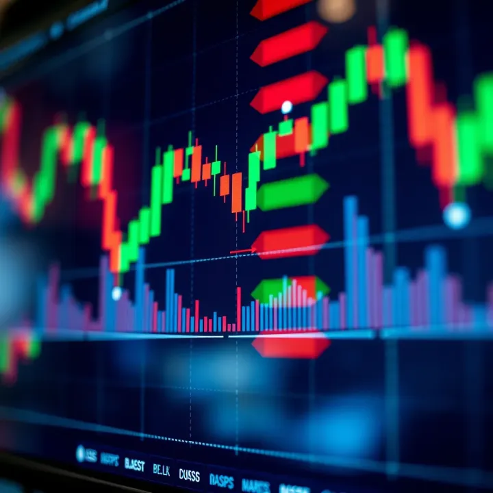 Chart showing bullish and bearish candlestick patterns indicating market reversal