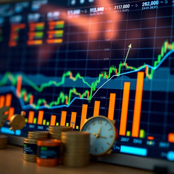 Financial Growth and Success in Forex Trading A chart showing upward trend lines and financial growth symbols indicating successful forex trading strategies
