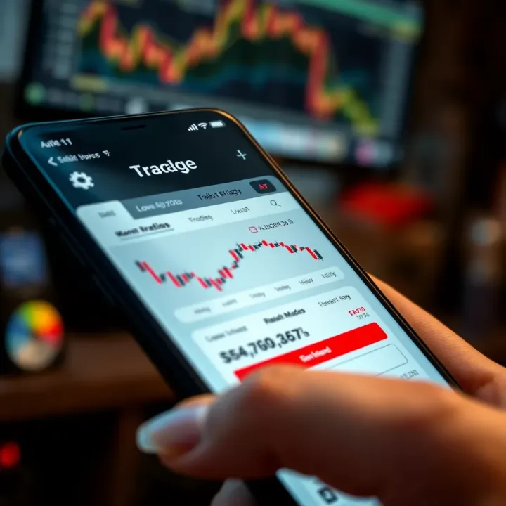 Smartphone displaying an Indian shares trading app interface with stock charts and market data