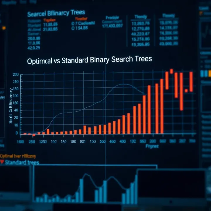 Search Efficiency: Optimal vs Standard Binary Search Trees Comparison chart showing search efficiency between optimal and standard binary search trees