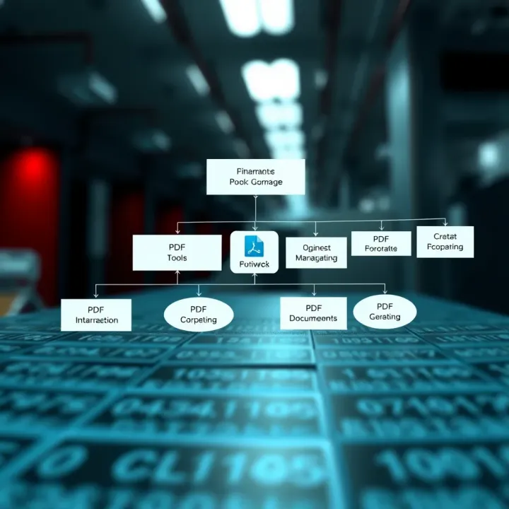 Flowchart depicting various tools and programming methods used to generate PDF documents from raw binary data