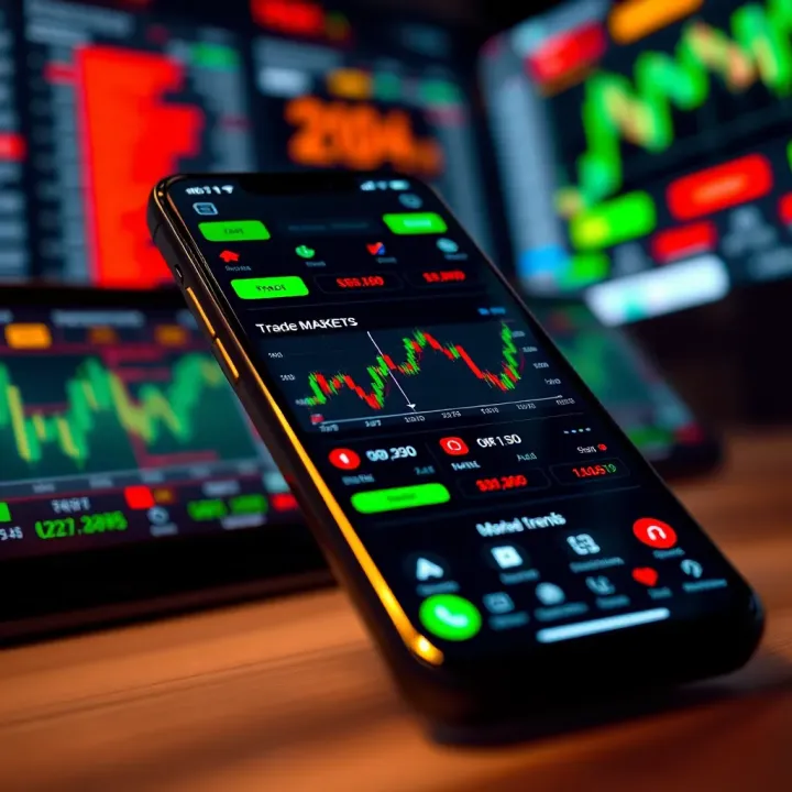 User-friendly interface of a mobile trading application showing market trends and stock charts