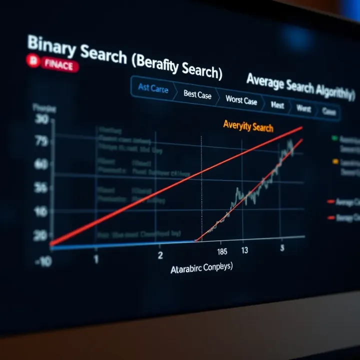Comparative Complexity Analysis of Binary Search Scenarios Graph comparing average case, best case, and worst case complexities of binary search algorithm with visual emphasis on logarithmic behavior