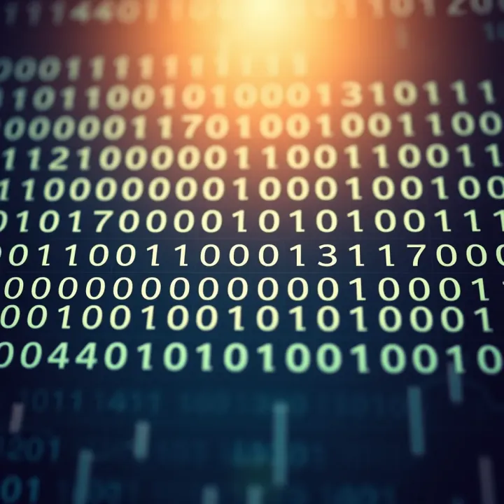 Binary Number System Structure Diagram showing the binary number system with zeros and ones arranged in a grid representing digital data