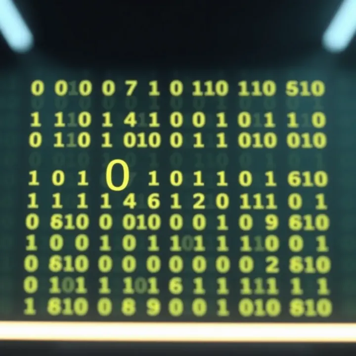 Diagram illustrating the representation of data using binary code with zero and one symbols
