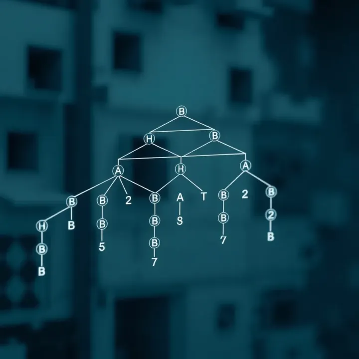 Diagram showing the structure of a binary search tree with nodes arranged in hierarchical order