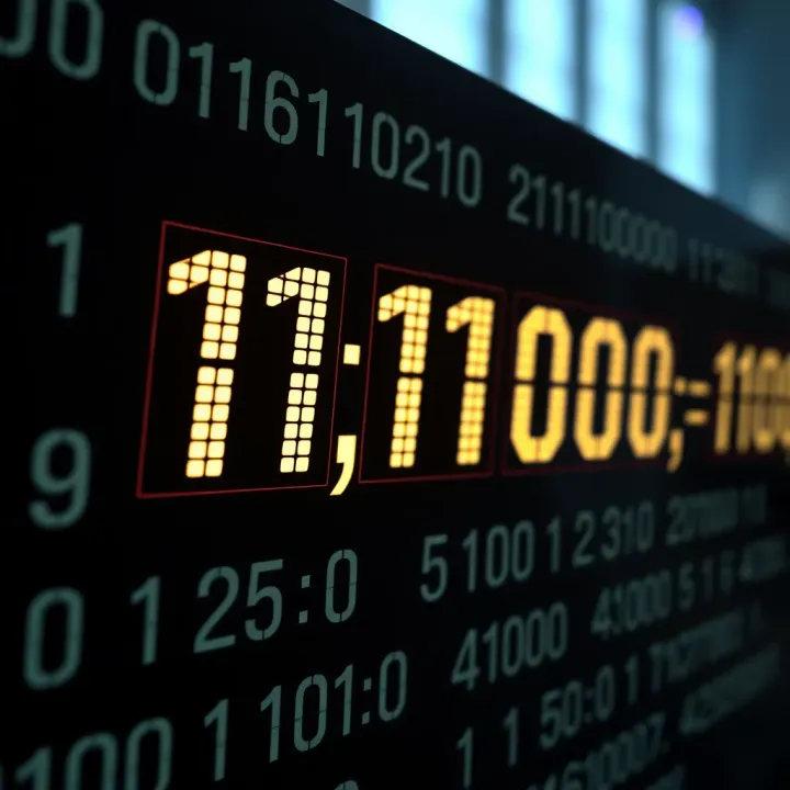 Illustration showing binary digits arranged for subtraction with clear labels highlighting the minuend and subtrahend
